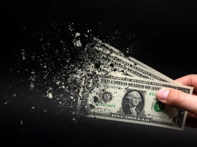 decaying dollar bill